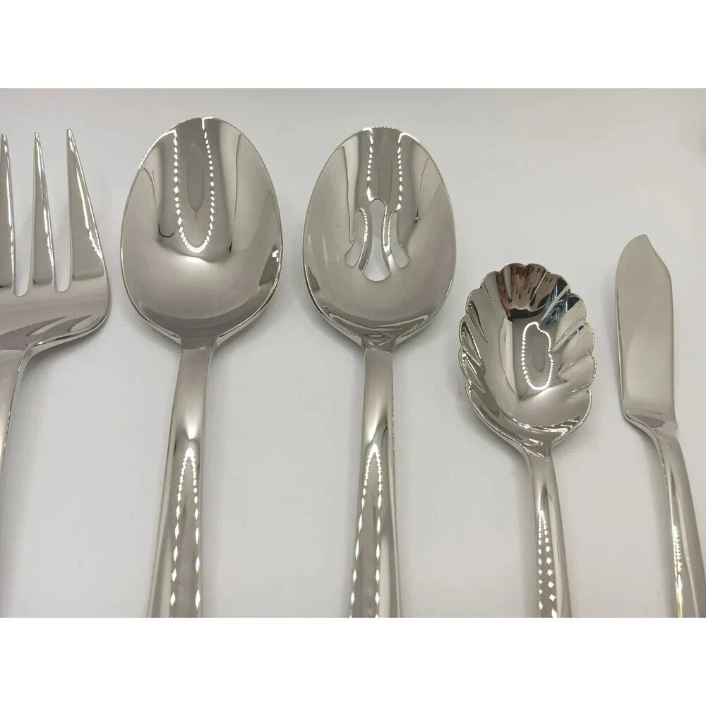 Reed & Barton Baquette 6 Piece Server Set 18/10 Stainless  Vietnam Flatware